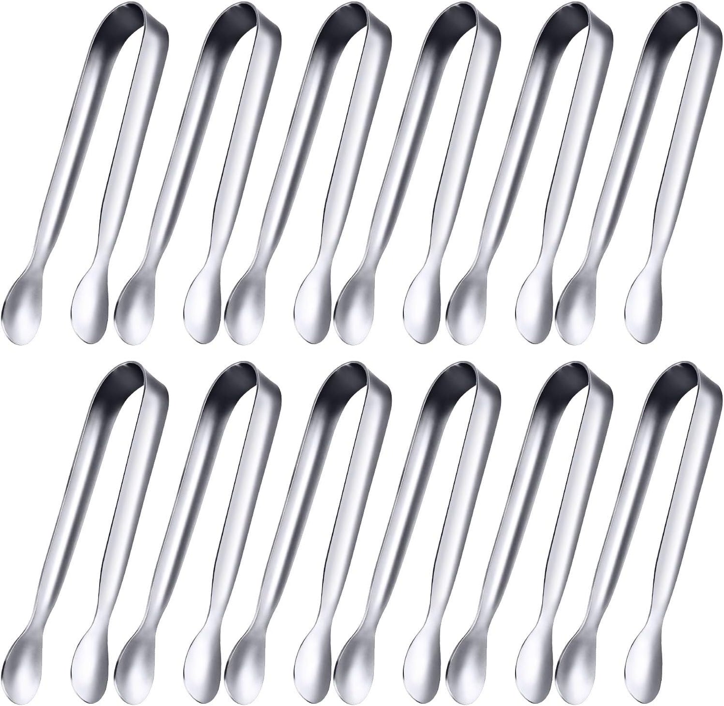 Gejoy 12 Pieces Mini Tongs Stainless Steel Small Sugar Serving Tongs for Charcuterie Board, 4.3 Inch, Silver
