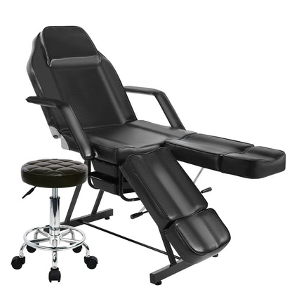 KIIUMI Tattoo Facial Chair with Split Legs, Artist Tattoo Bed for Client, Professional Adjustable Lash Esthetician Table Beauty Salon Spa Equipment with Breathing Hole & Hydraulic Stool, Grey