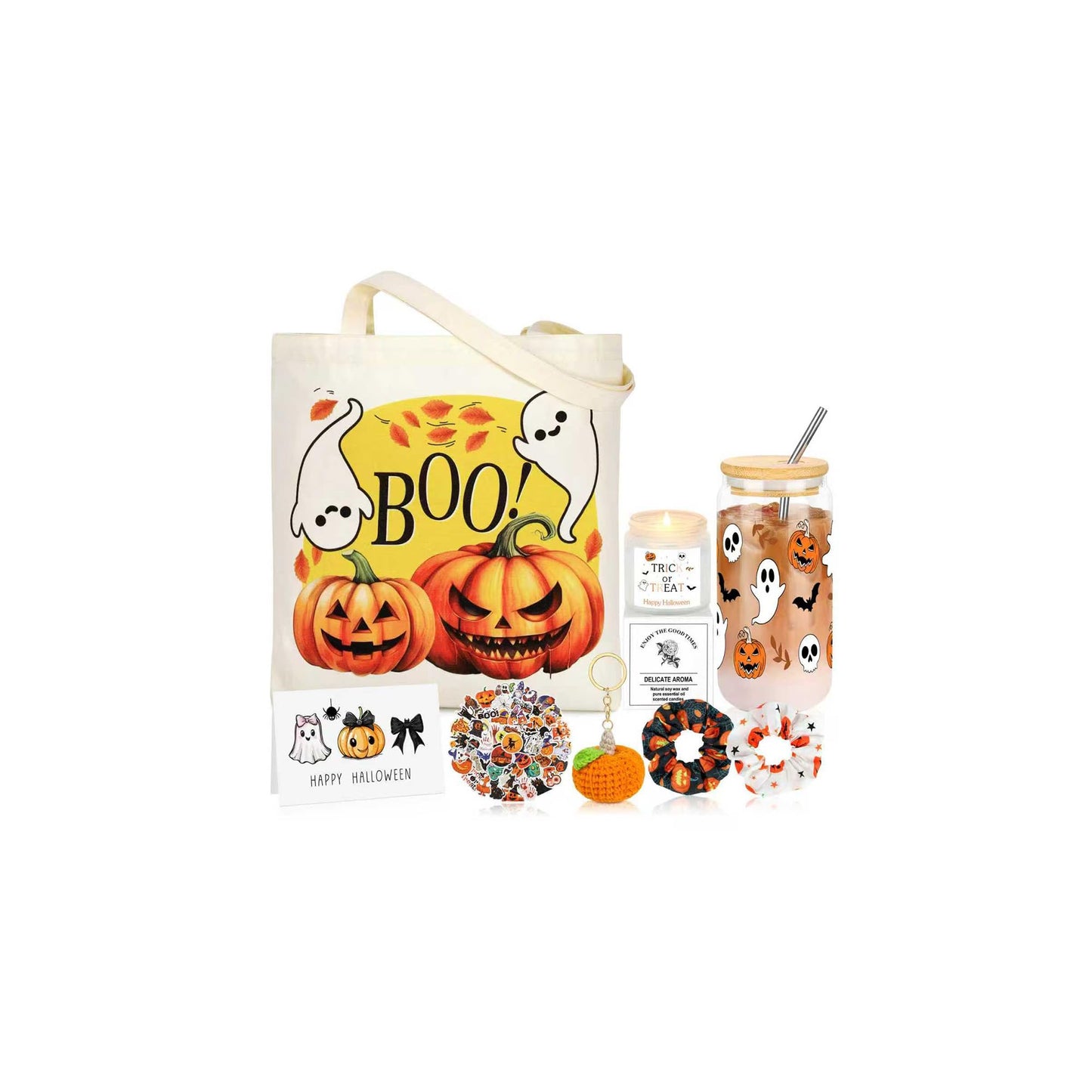 SiplyHaven Boo Basket Stuffers for Women 8 Halloween Gifts Basket for Women Spooky Gift Set for Her Daughter Sister Friend Adults Family Neighbors