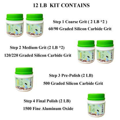12 LBS Rock Tumbler Grit Set, Rock Tumbler Grit Refill Kit,4-Steps Supplies for Tumbling and Polishing Stones and Gems