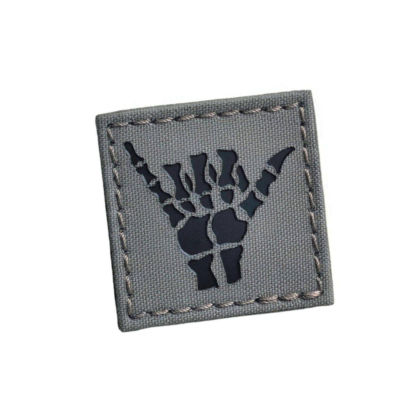 Shaka Hang Loose Skeleton Bones Compatible with Velcro, Surfer Funny Morale Laser-Cut Patches for Backpacks, Caps, Plate-Carrier (Ranger Green Solid Black)