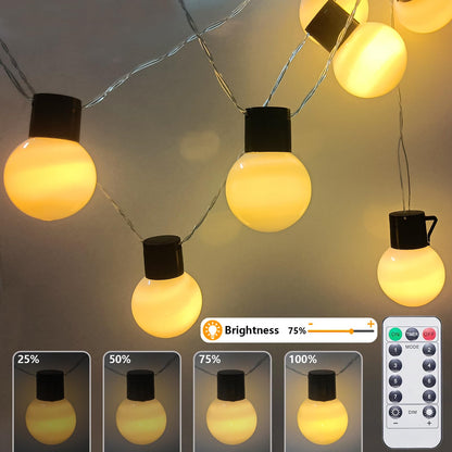 Globe String Lights Indoor Battery Operated & USB Powered, 6.8Ft 10 LED Edison Bulb String Lights with Timer, Outdoor Patio Light String for Marquee Letters Numbers Patio Backyard Camping Party Decor