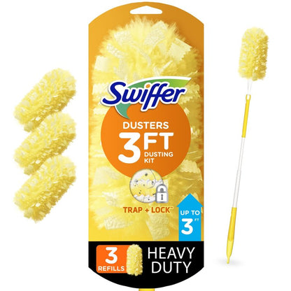 Swiffer 360 Dusters Extender Kit, 3 Unscented Dusters With Extendable handle (Packaging May Vary)