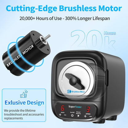 KomeStone K2 Elite Professional Rock Tumbler Kit, Ultra Quiet & Cutting Edge Brushless Motor Rock Polisher for Adults & Rock Collector, Noise-Reduction, Extra Large 3 Lbs Barrel, STEM Gift for All Age