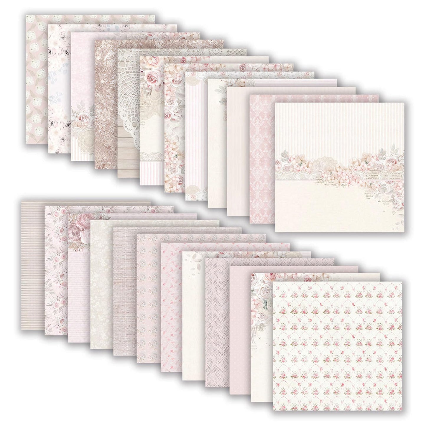 24 Sheets Scrapbook Paper, 12 x 12 Inch Floral Background Decorative Paper, Double Sided Romantic Patterned Scrapbooking Paper, Scrapbooking Supplies for DIY Album Decoupage or Card Making (Pink)