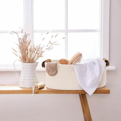 Skiennix Beautiful Storage Basket Set of 5 - Sturdy Cotton Rope Baskets for Home Organization | Perfect for Nursery & Bedroom Decor