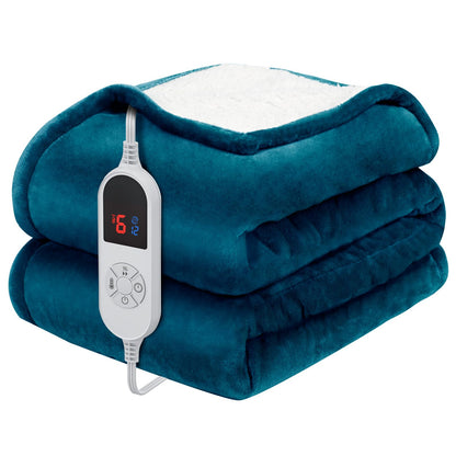 HOW'S MY HOUSE Heated Blanket Throw 50" x 60", Electric Blanket with 12 Time Settings & 6 Heating Levels, Over-Heat Protection, Flannel Sherpa Super Cozy with ETL Certification, Gray