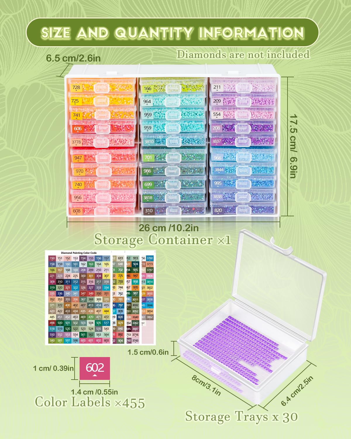 Diamond Painting Trays with Lids and Diamond Art Storage, 30PCS Diamond Art Accessories with Storage Containers, 2-in-1 Drill Storage and Line-Up Tool, 1 Pack 5D Diamond Painting Tools for Beads