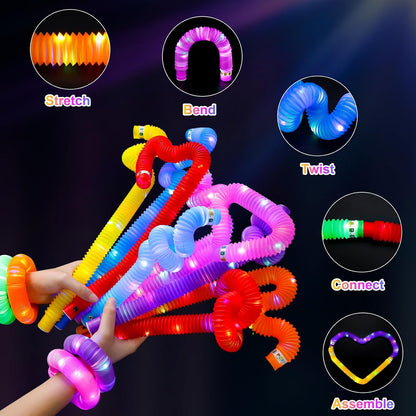 UrChoice Glow Sticks - 8PCS LED Pop Tubes for Parties | Glow Necklaces & Bracelets for Imaginative Play