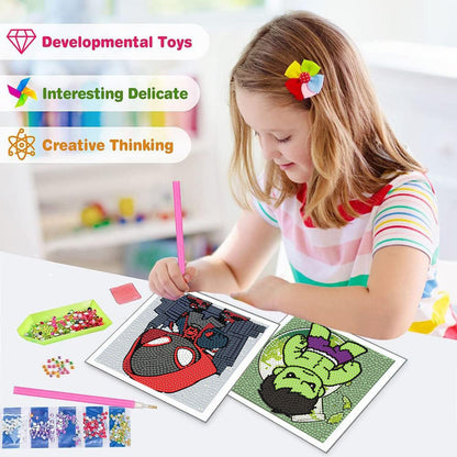 Sretoul 4 Pack Cartoon Diamond Art Kits for Kids-Arts and Crafts for Kids 4-6, 4 Pack Cartoon Gem Painting Kit for Home Wall Decor Present 6X6 inch