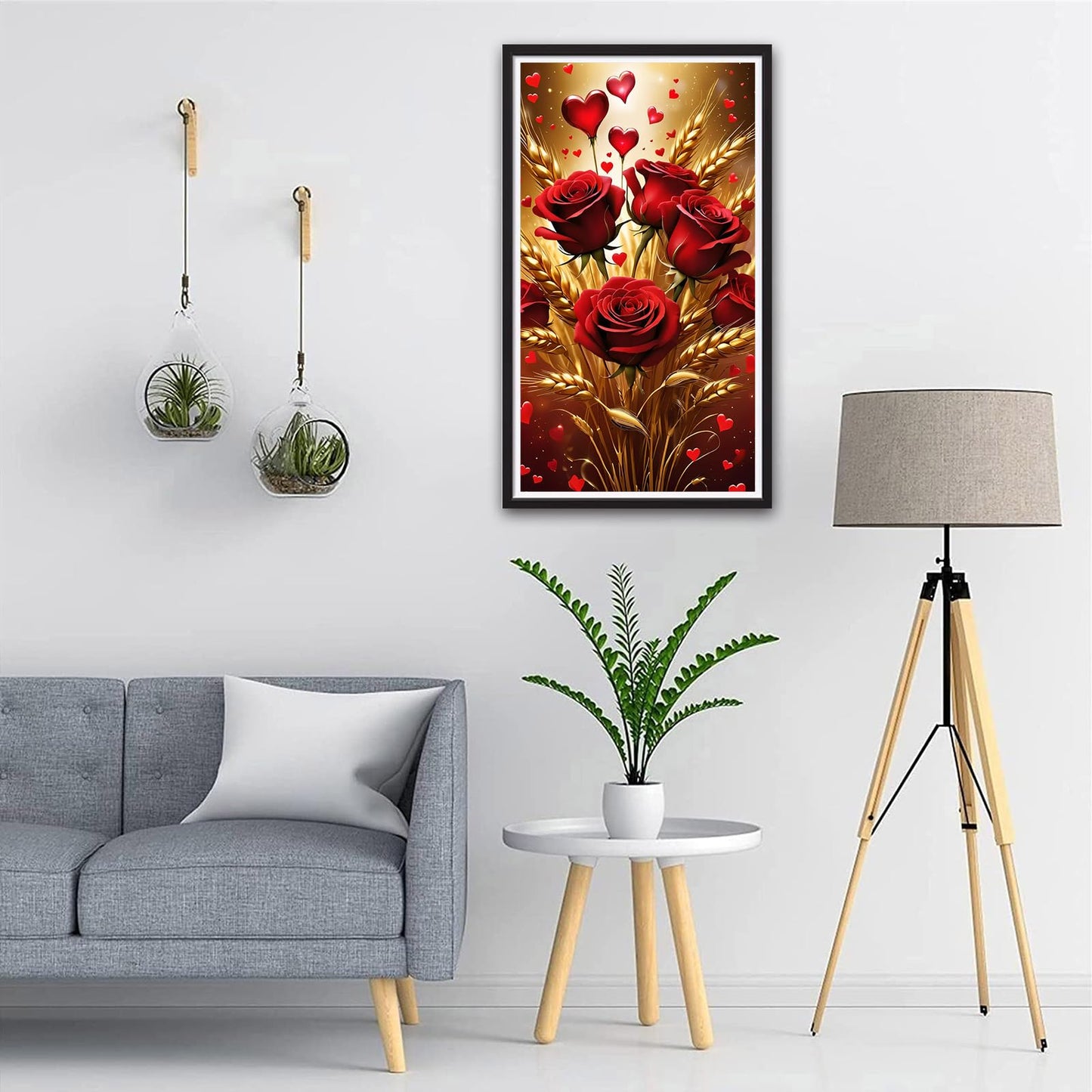 ARTGOTO Large Square Drill Diamond Art Painting Kits for Adults,15.7x27.5inch/40x70cm Flowers Rose B DIY Full Square Diamond Dots Large Size,Big Gem Art and Crafts for Home Wall Decor Gifts