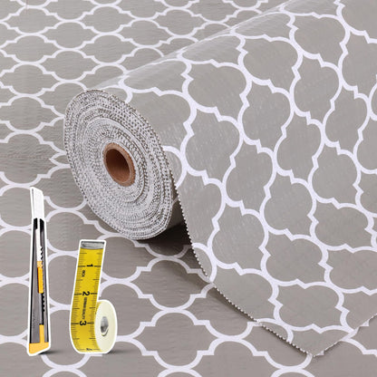 Shelf Liners for Kitchen Cabinets 17in x 30FT, Non Adhesive Cabinet Liner Strong Non-Slip Golden Leaf Drawer Liner, Easy to Clean for Shelf, Cabinet with Knife and Tape Measure