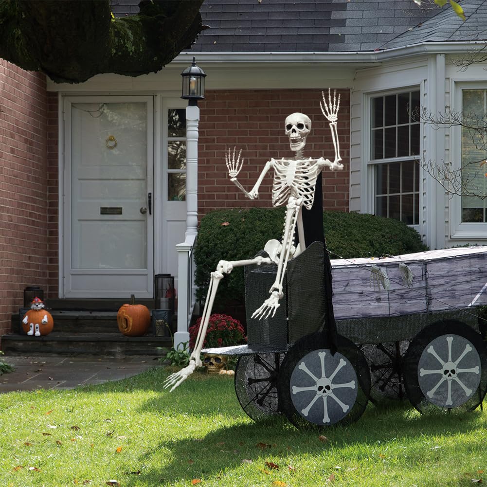 UMEELR 5.9FT Poseable Life Size Skeleton, Plastic Full Size Human Skeleton with Movable Joints for Halloween Garden Party Decoration