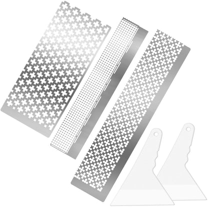 WILLBOND 3 Pieces Diamond Painting Ruler Stainless Steel Mesh Ruler 520 599 699 Blank Grids with 2 Pieces Fix Tool for 5d DIY Diamond Painting Supplies Art Crafts