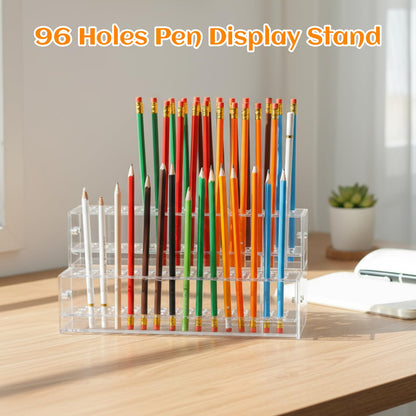 Tolare 2 Pcs 2-Tier Clear Acrylic Pen Holder with 96 Slots - Multi-Hole Acrylic Pen Display Stand for Organization, Perfect Makeup Brush Holder & Art Brush Rack Organizer for Office Desk, Craft Shows