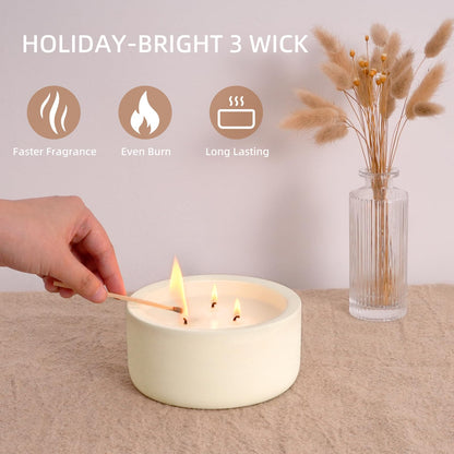 Viyffo 20oz Large Scented Candle – Vanilla Fragrance, 3 Wick Non Toxic Soy Candle, Ivory White Ceramic Jar, Luxury Home Fragrance, Elegant Spring Décor & Premium Birthday Gift