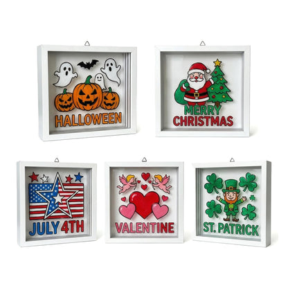 DIY 3D Shadow Box,8x8 Layered 3D Effect Craft Decor,Creative Artwork Gift for Painting Lover
