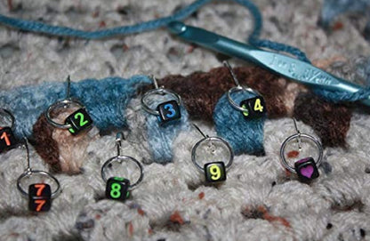 12 Numbered STITCH MARKERS for Knitting and Crochet, Progress Keepers. Locking, Removable, Crochet Earrings