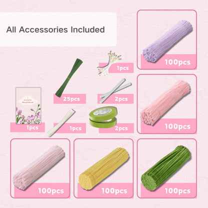 balinging 500pcs Pipe Cleaners Craft for Flowers,Chenille Stems for DIY Flower Making Kit,Pipe Cleaners Projects Creative for DIY Art and Craft,Ideal for Holiday Decoration(Bellflower)