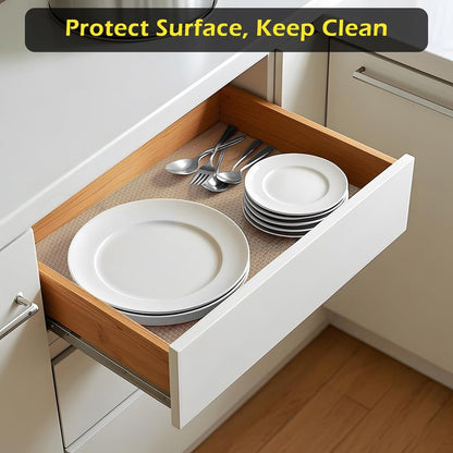 Shelf Liner, Waterproof Refrigerator Liner, Drawer Liners for Kitchen Cabinet, Bathroom Under Sink Mat Non Adhesive Fridge Liner EVA Place Mats Roll - Clear 17.7"×78.7"