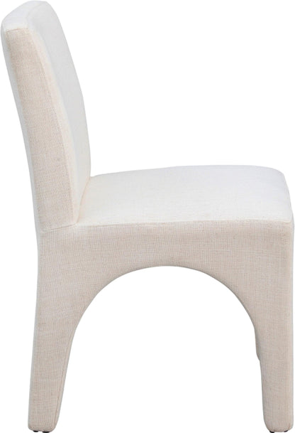 Meridian Furniture 753Beige-C Gramercy Collection Art Deco Dining Chair with Rich Beige Linen Textured Fabric with Weave, Arched Iron Inner Frame, 18.5" W x 23.5" D x 33" H, Beige, Set of 2