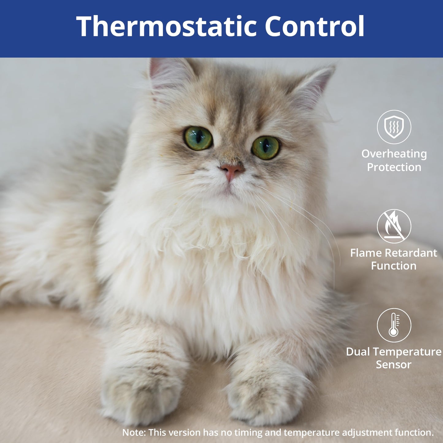 NICREW Pet Heating Pad for Dogs and Cats, Heated Cat Bed with Steel-Wrapped Cord and Soft Fleece Cover, 17.7 x 15.7 Inches, 30 Watts