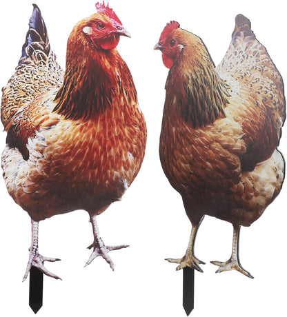2Pcs Happyyami Acrylic Chicken Yard Art - Decorative Hen Lawn Stakes for Garden Decoration, Outdoor Decor for Patio