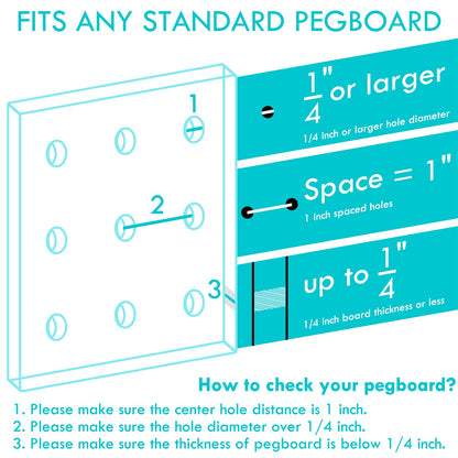 Pegboard Shelf Hooks, 4 Pack Metal Utility Hook Set, 1/4 inch Peg Board Organizer Accessories, Shelves and Baskets Brackets, Display and Storage Rack for Garage Art Craft Room Office (Black, 6")