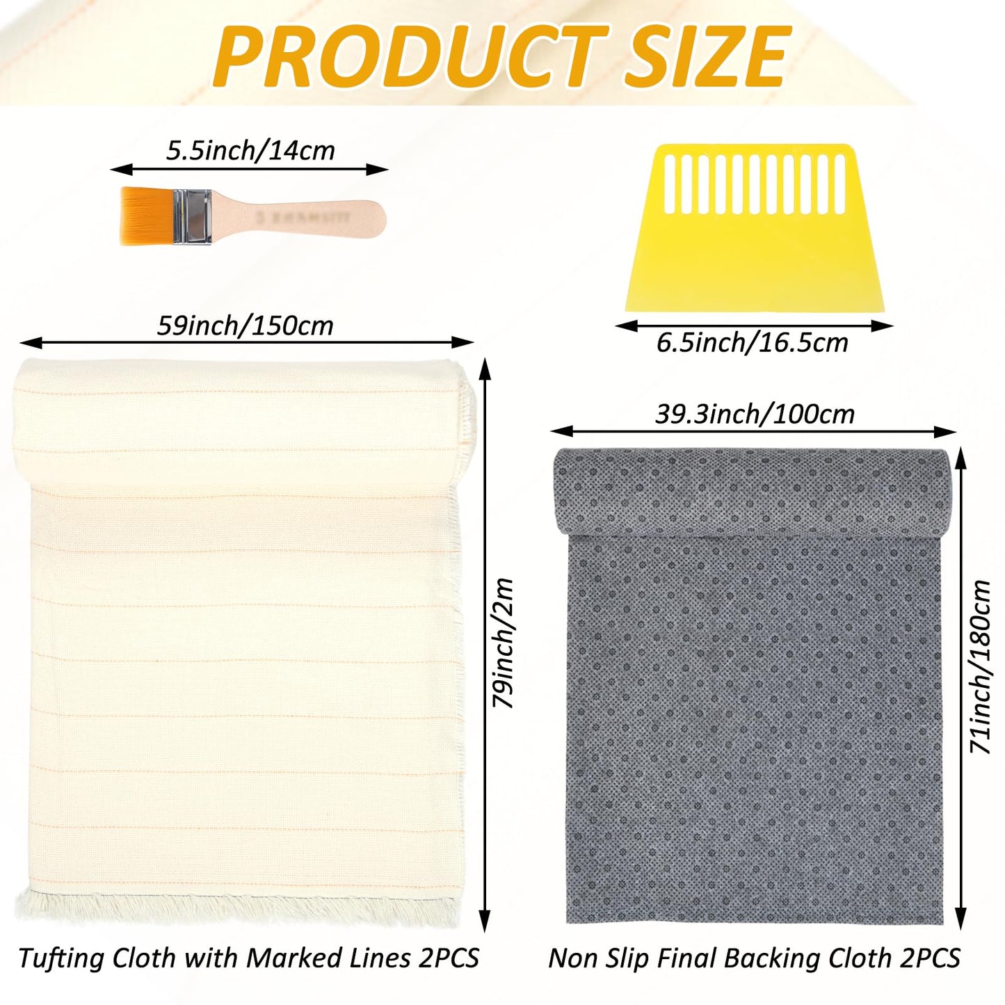 4 Pcs 79'' x 59" Large Tufting Cloth for Rugs and 71'' x 39" Non Slip Final Backing Tufting Cloth with Marked Lines Primary Tufting Cloth Rug Tufting Kit for Tufting Gun Punch Needle DIY Rug