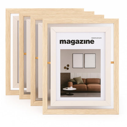 AceOrbit 4 Pack 4" x 6" Rotating Floating Picture Frames Double Sided Display with Hd Front Wooden Distressed Frame Swivel Picture Rustic Desk Standing Frame for Vertical Horizontal Tabletop Display