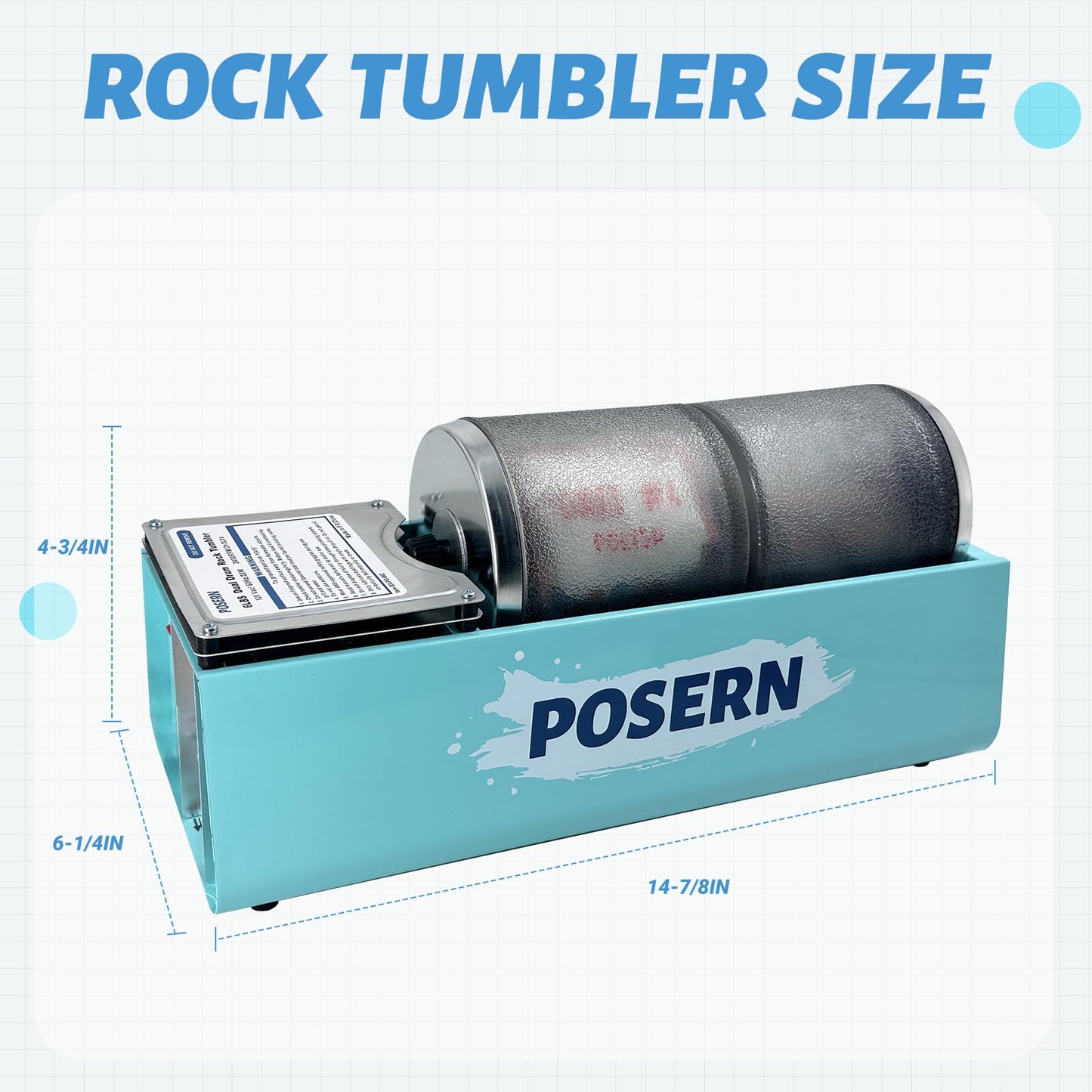 6LBS Rock Tumbler with Double Transparent Drums Great for Seperate Tumbling and Polishing Tasks Comes with Rough Rocks, Grits and Tools