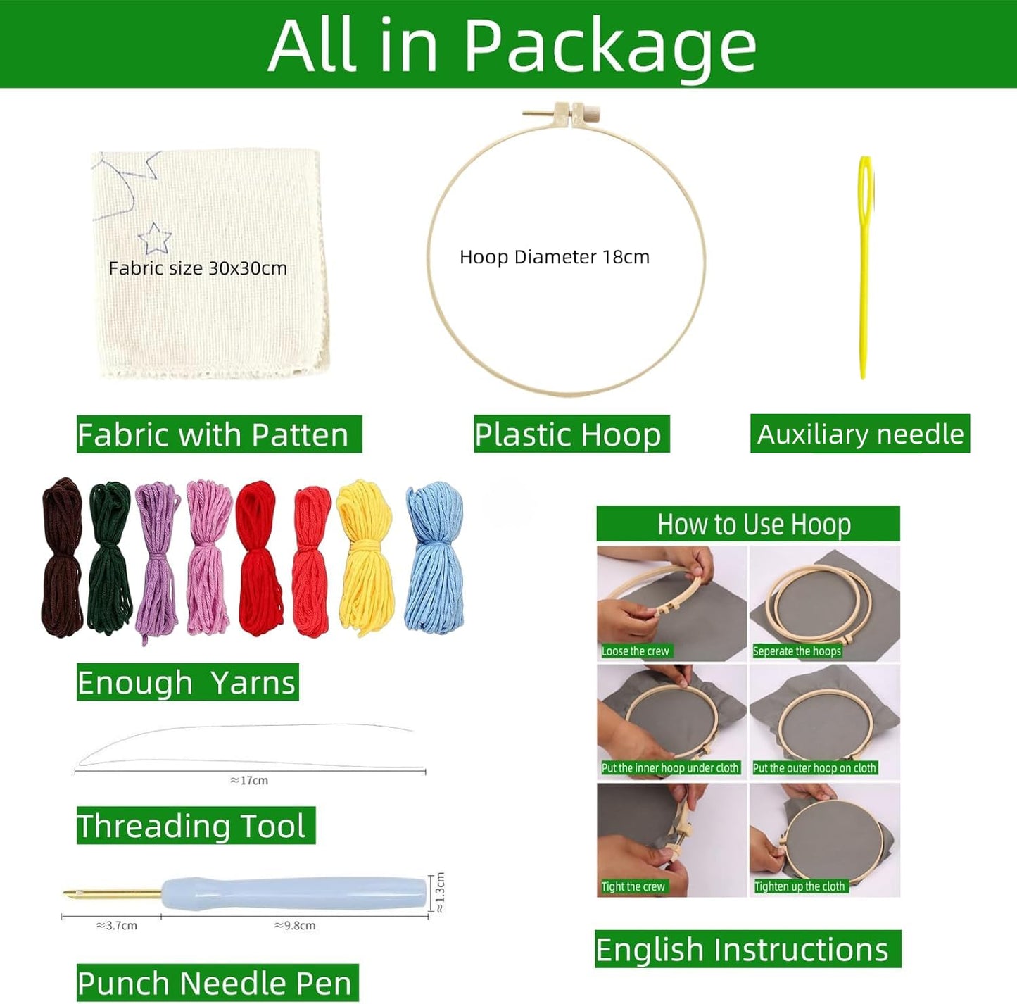 Punch Needle kit for Beginners, Punch Stitching kit for Adults, Needle Punch Kits for Adults–Bear Hugging a Tree, Easy Craft for Beginners.