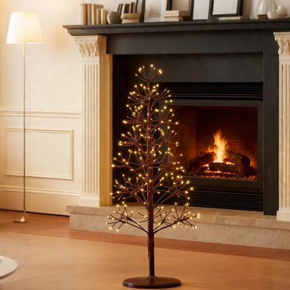 Hairui Lighted Brown Starburst Tree with 368L Warm White Fairy Lights 4FT, Twig Tree with Lights for Indoor Outdoor Home Christmas Winter Holidays Party Decoration
