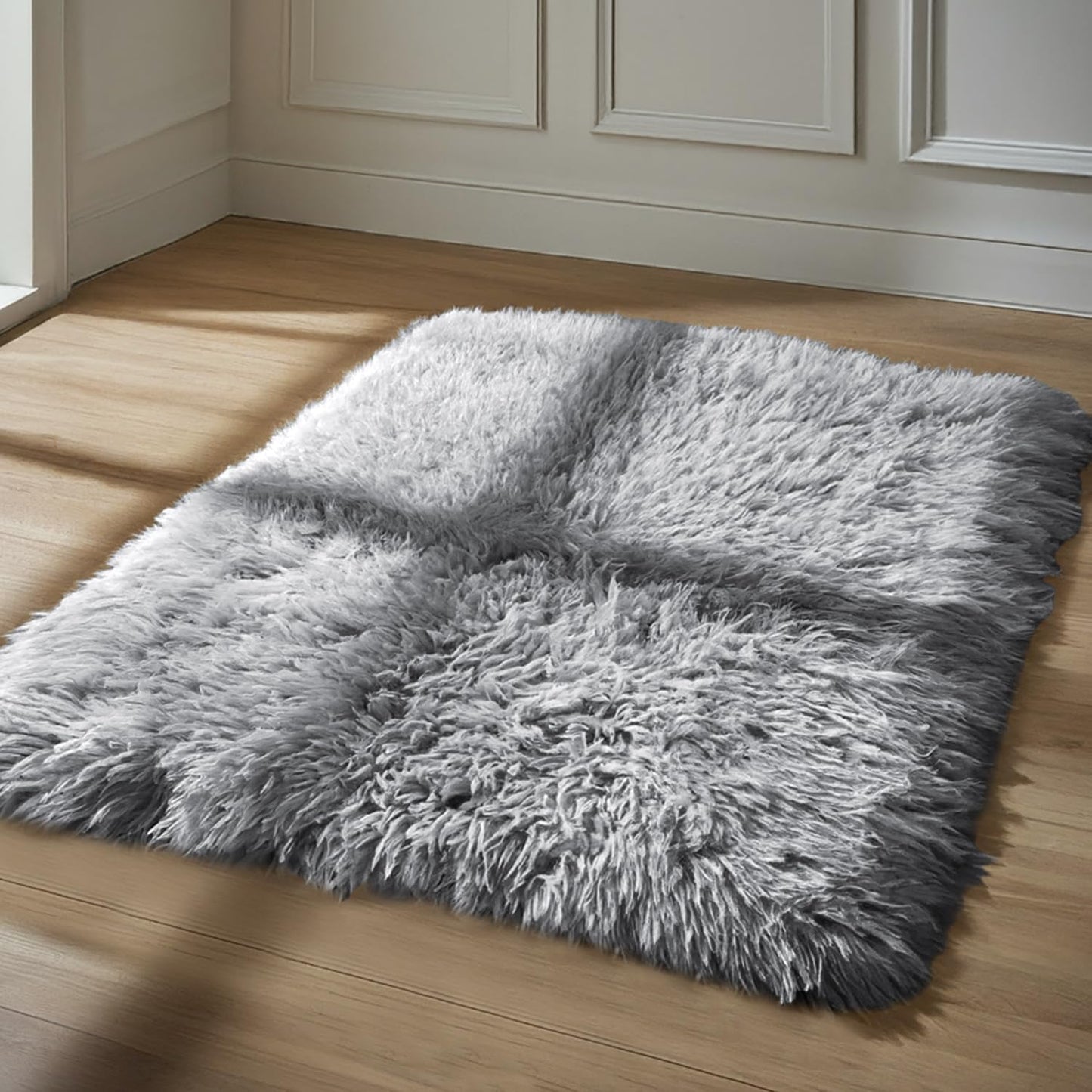 IR Imperial Rooms 4x6 Feet Grey Luxury Area Rug, Soft Fluffy Shaggy Carpet for Living Room, Non-Slip Home Decor