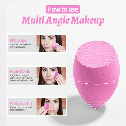 Makeup Sponge Set BS-MALL with Storage Case 7 Pcs for Liquid, Cream, and Powder,SAVE Foundation with 1 Mini Makeup Sponge For Travel Daily Use (A-Pink）