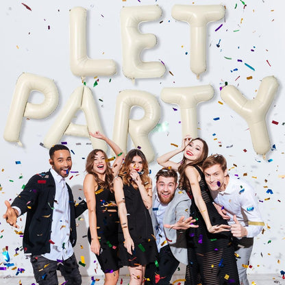 V Letter Balloons Cream, 40 Inch Alphabet Foil Word Balloons, Large Mylar Inflatable Beige Name Balloon Letters V, Big Helium Custom Letter Balloons White for Women Birthday Party Decoration Supplies