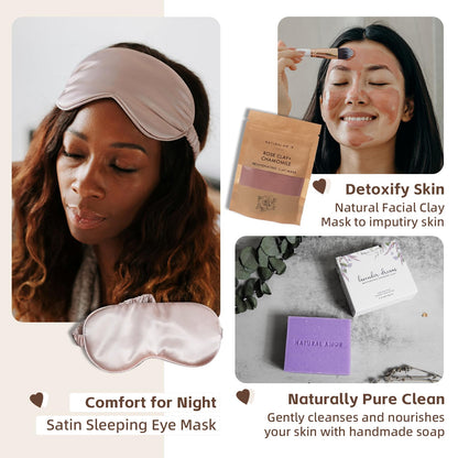Natural Amor Spa Gift Set for Women – 6-Piece Self Care Gift Box with Handmade Soap, Bath Bomb, Candle & Skincare, Ready-to-Gift Relaxation Set