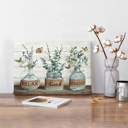 Tijuboni Farmhouse Bathroom Decor Wall Art - Rustic Botanical Pictures Canvas Print for 8''x12''