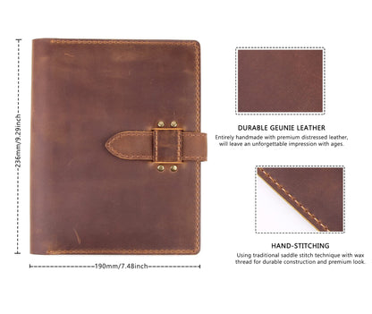Robrasim Handmade Leather Sketchbook Cover, Leather Artist Sketch Pad Cover for 5.5" x 8.5" Sketchbook, Drawing Book and Pencil Case, Journal Notebook Portfolio, Artis Gifts-Brown
