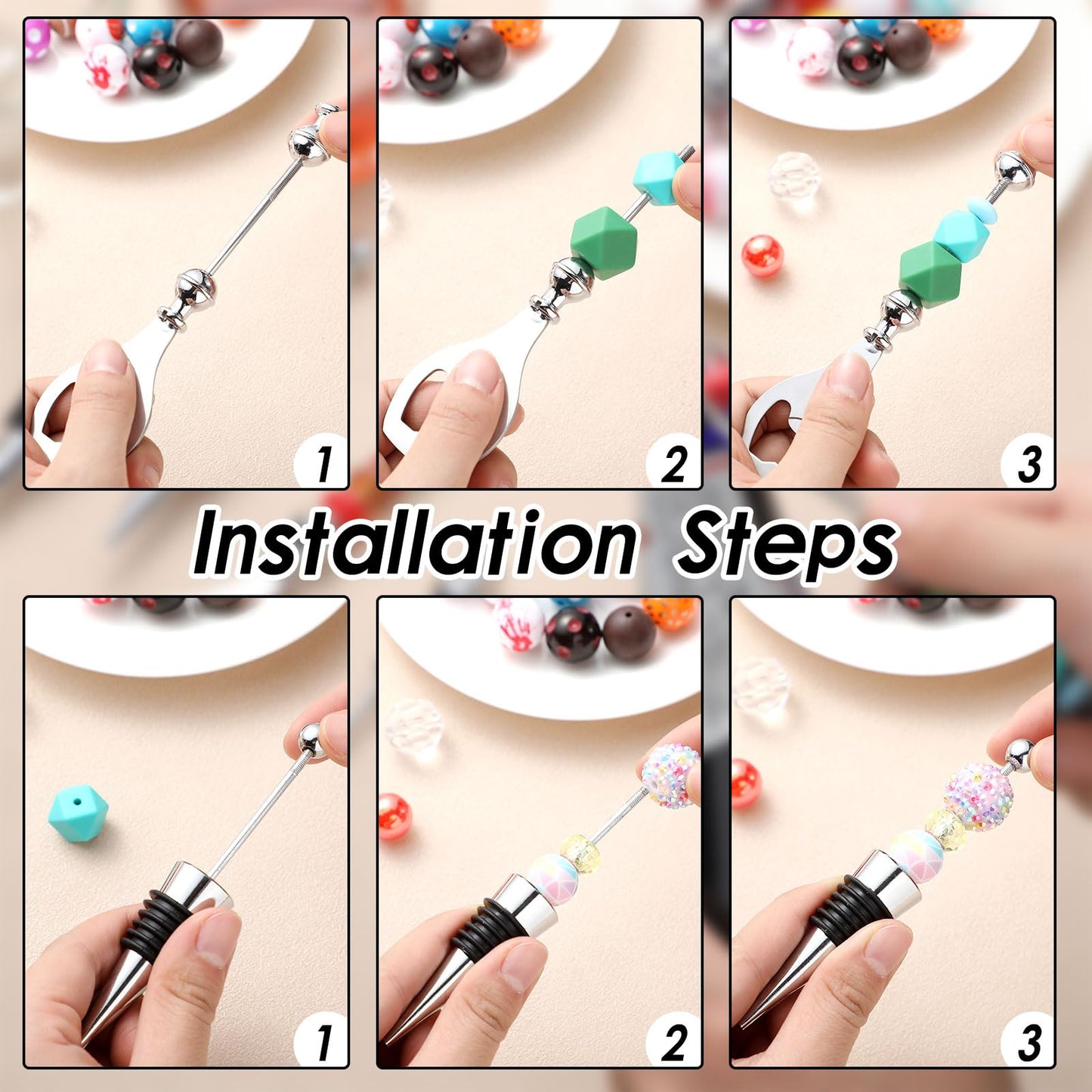 Sunnychicc 20 Pcs Beadable Wine Stoppers Bulk Beadable Beer Opener Set 10 Decorative Beaded Wine Bottle Stopper 10 Alloy Bottle Opener for DIY Crafts Spring Easter Summer Bar Wedding Party Favor Gifts