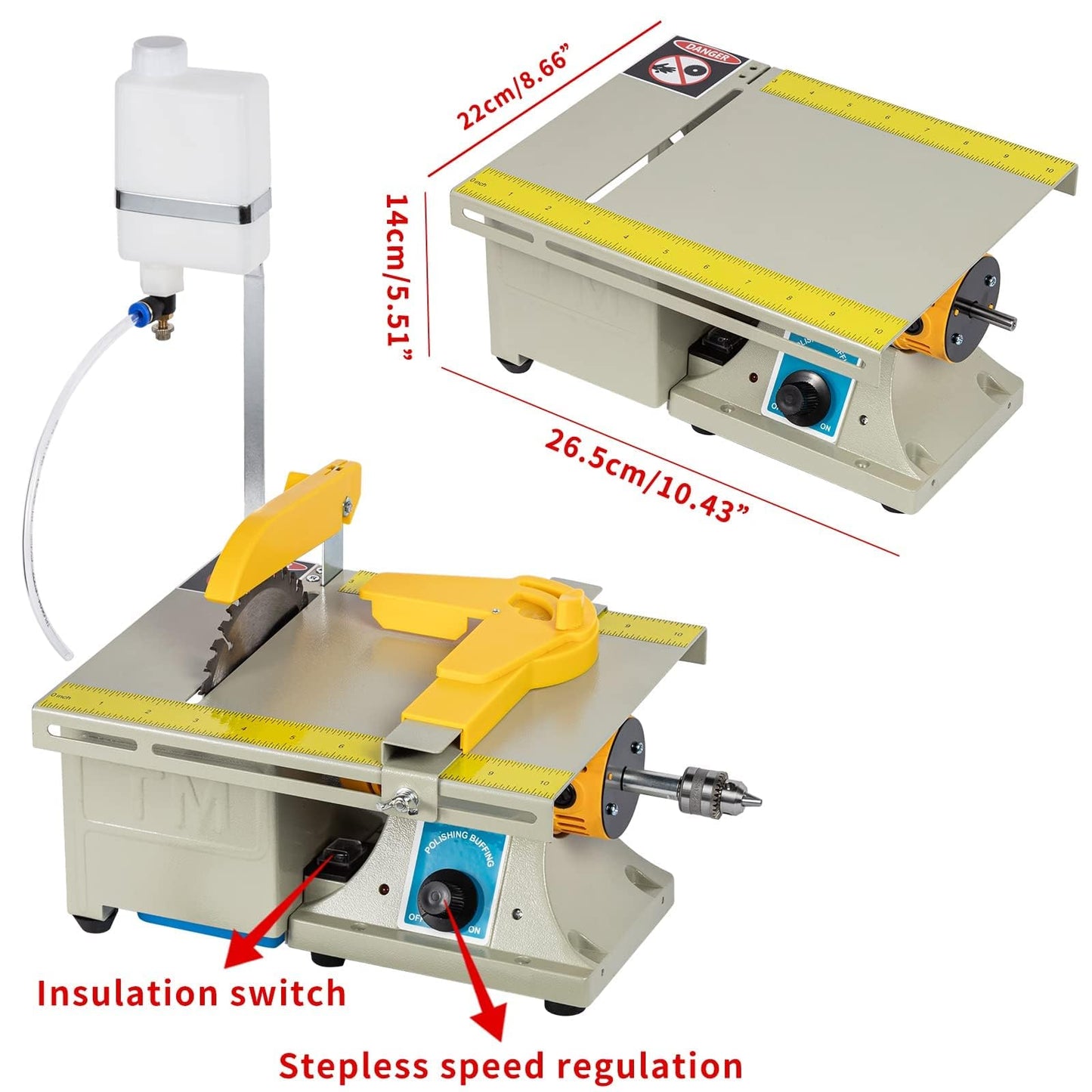 Lapidary Saw for Rock Cutting, 110V Wet Cutting Machine with 100cm Flexible Shaft, 0-10000 RPM, Jewelry Rock Cutter and Grinder Polisher for Gemstone, Jade, Stone