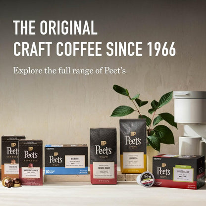 Peet's Coffee, Dark Roast Ground Coffee, Decaffeinated Arabica Coffee - Decaf House Blend 63 Ounces (6 Bags of 10.5 Ounces)