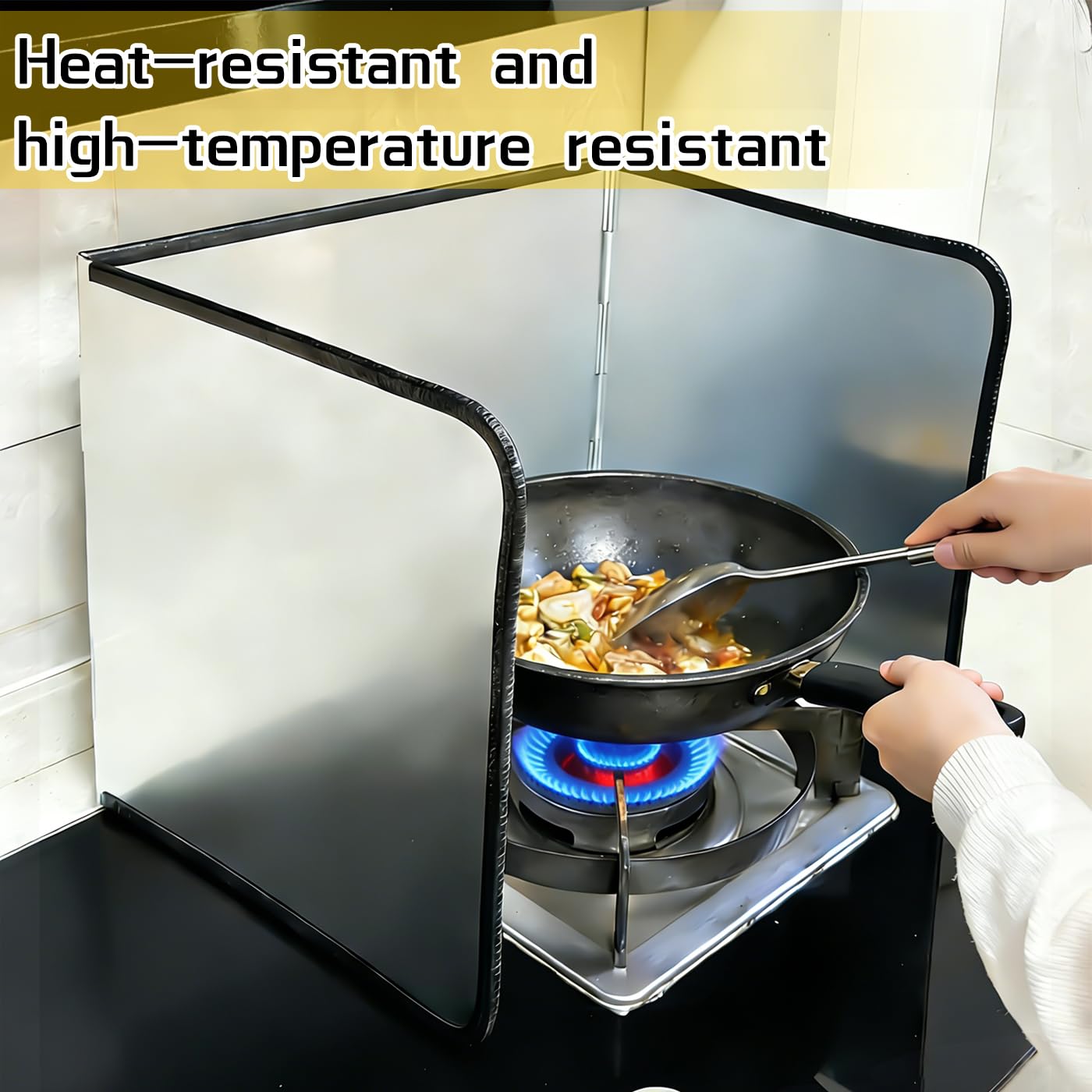 Foldable 3-Sided Stainless Steel Oil Splatter Guard – Heat-Resistant Stove Shield, Collapsible Grease Splash Protector for Cooking & Frying 14.7 * 11.8 * 11.4