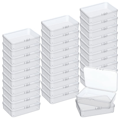 Nodaaiie 30 Pack Clear Plastic Beads Storage Containers with Hinged Lids, Small Rectangular Storage Boxes for Jewelry, Craft Supplies, and Small Items, 4.1 x 3 x 1 Inches