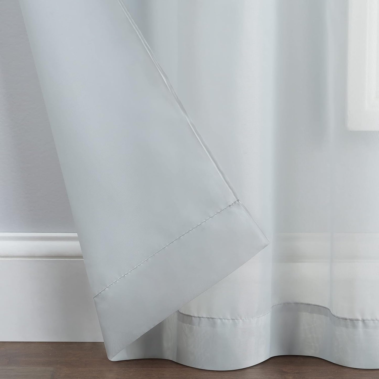 Pairs to Go Victoria Voile Modern Sheer Rod Pocket Window Curtains for Living Room (2 Panels), Grey