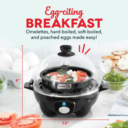 DASH Rapid Egg Cooker: 6 Egg Capacity Electric Egg Cooker for Hard Boiled Eggs, Poached Eggs, Scrambled Eggs, or Omelets with Auto Shut Off Feature - Aqua, 5.5 Inch (DEC005AQ)