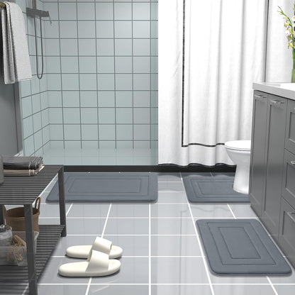 Arotive Memory Foam U-Shaped Toilet Rugs 24x20, Super Soft Absorbent Contoured Bath Mats, Dark Grey