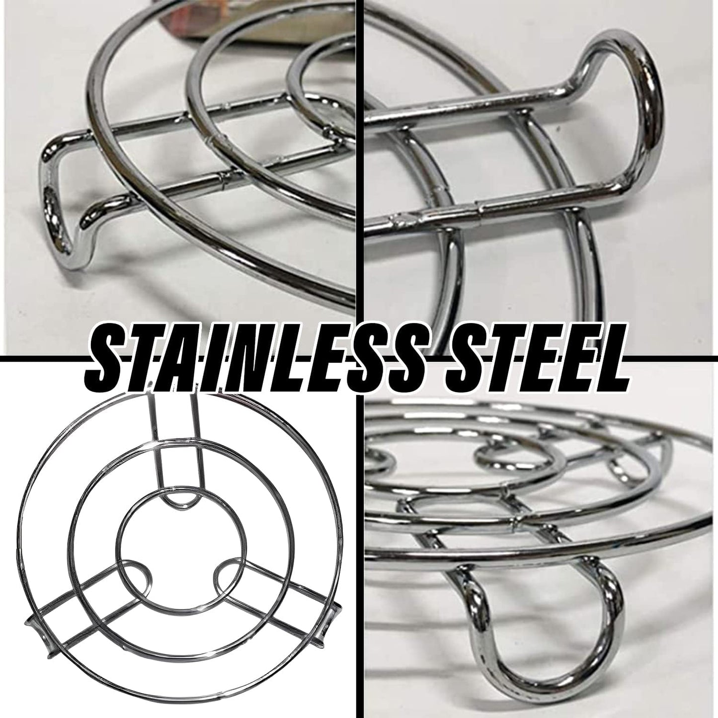 Iron Stand | Stainless Steel Trivet | Round Steamer Rack for Kitchen | Heat Resistant Hot Plate Holder | Pack of 2