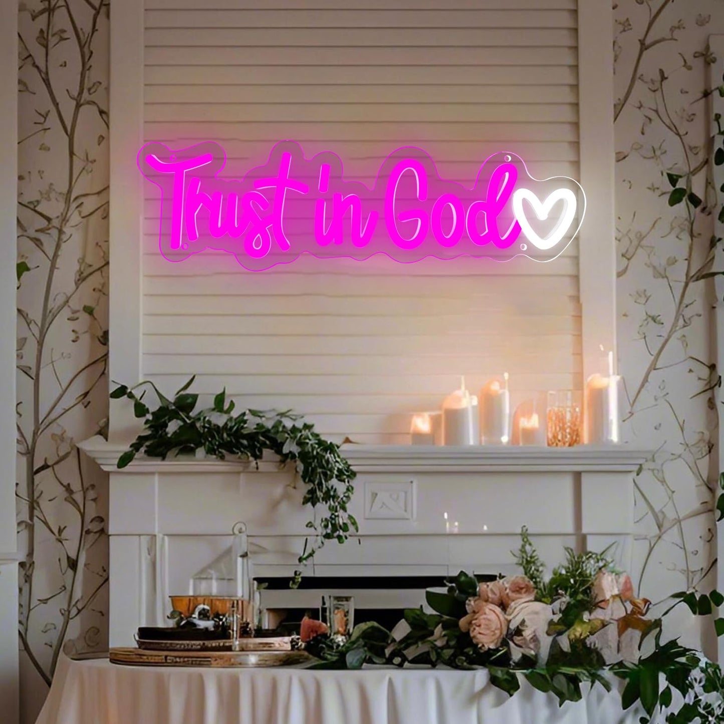 Vivafurn Trust In God Neon Sign,Christian Neon Light USB Powered Dimmable Led Sign Religious Neon Signs for Wall Decor, for Prayer Room Church Bedroom Living Room Jesus Christian Gifts