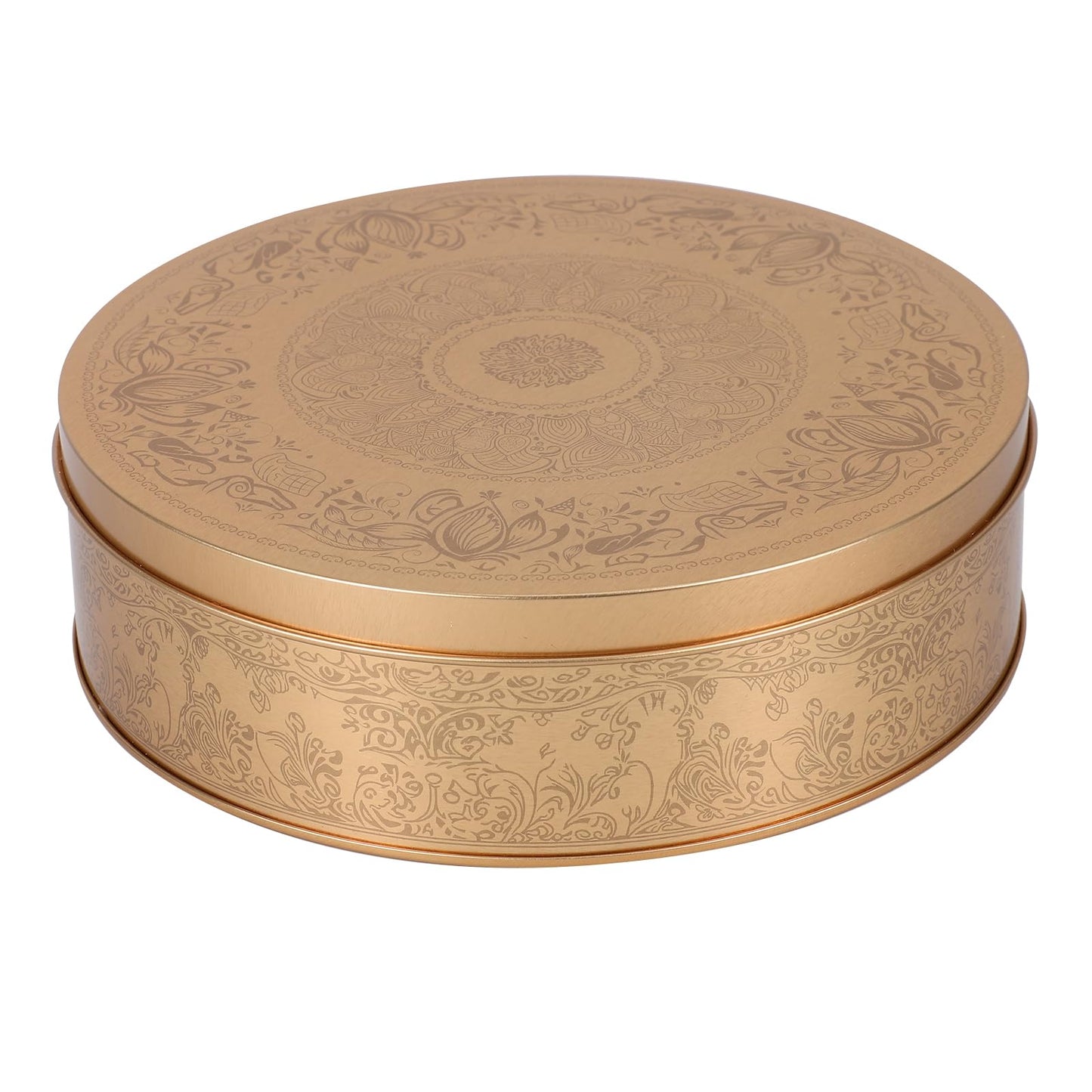 Amosfun Cookie Tin with Lid - 6.6 Inch Round Tinplate Treat Boxes Decorative Cake Pan Candy Snack Chocolate Patisseries Storage Container